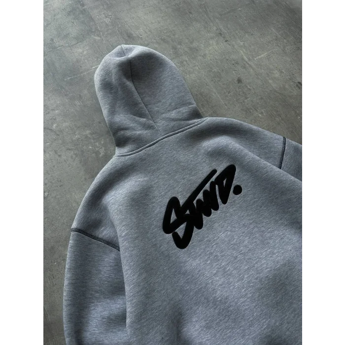 Gri STWD Kapşonlu Unisex Oversize Sweat