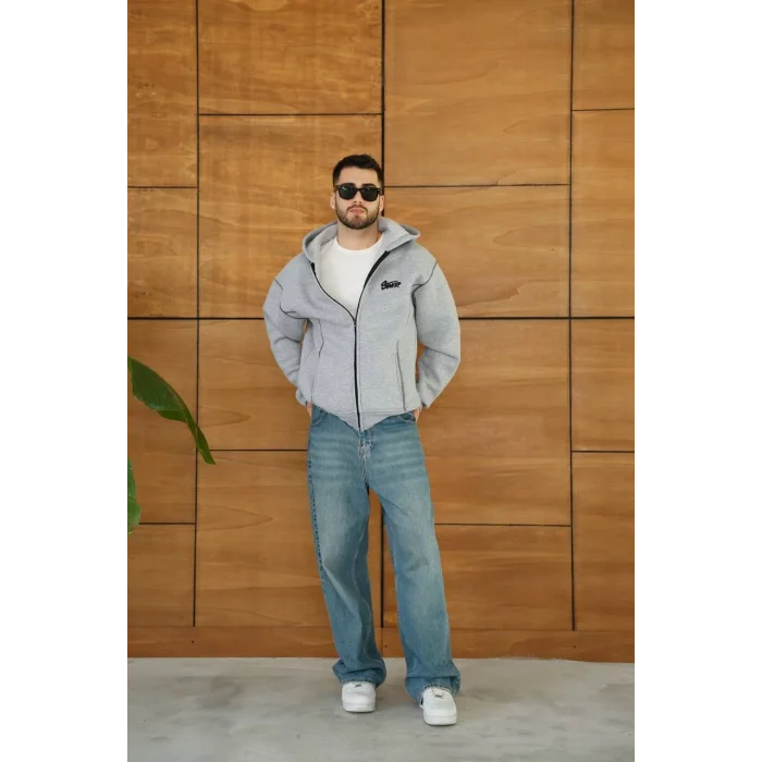 Gri STWD Kapşonlu Unisex Oversize Sweat