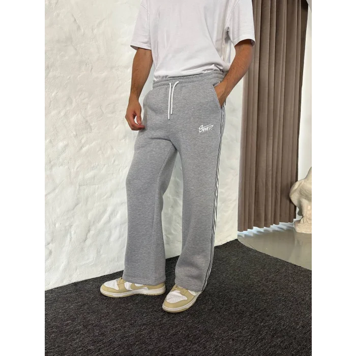 Gri STWD Şeritli Unisex Oversize Eşofman