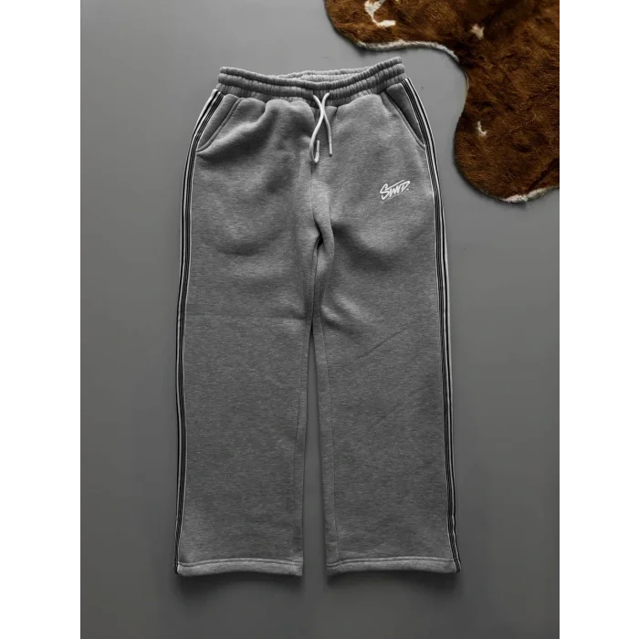 Gri STWD Şeritli Unisex Oversize Eşofman