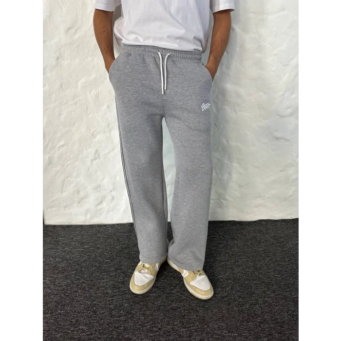 Gri STWD Şeritli Unisex Oversize Eşofman