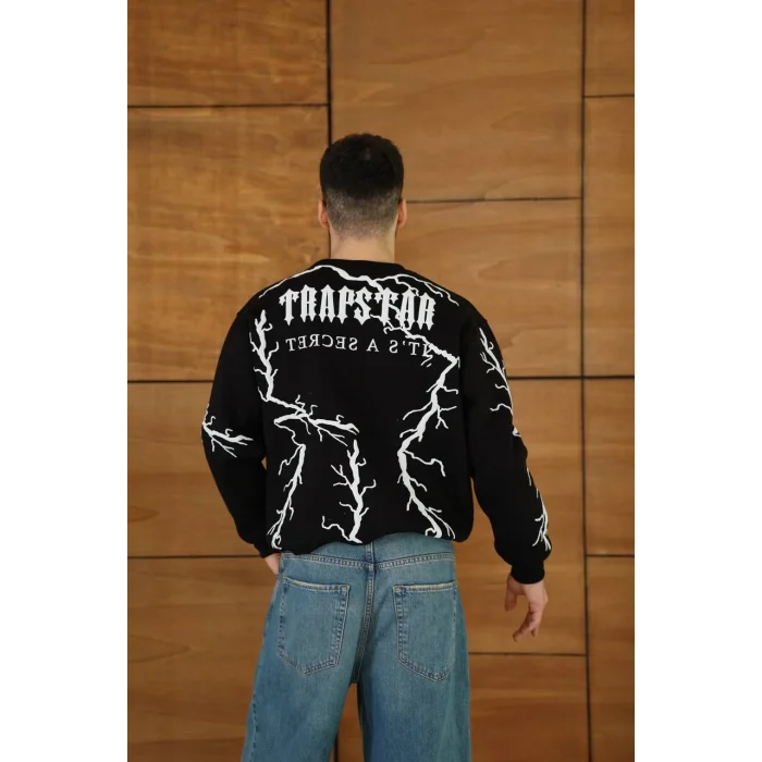 Siyah Trapstar Yıldırım Unisex Oversize Sweat