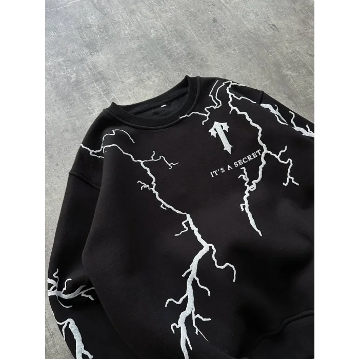 Siyah Trapstar Yıldırım Unisex Oversize Sweat
