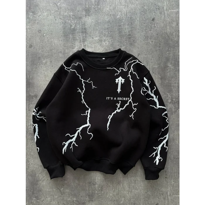 Siyah Trapstar Yıldırım Unisex Oversize Sweat