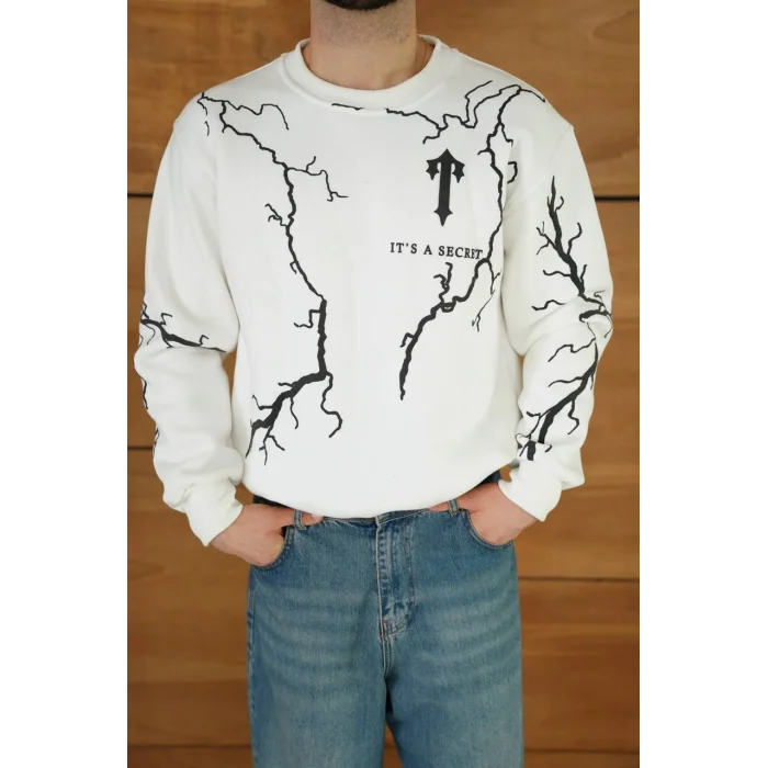 Beyaz Trapstar Yıldırım Unisex Oversize Sweat