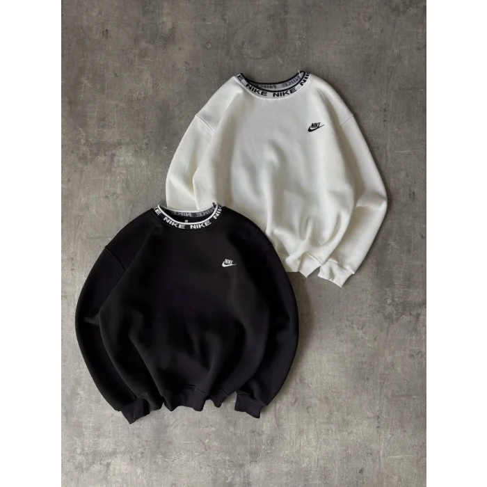 Beyaz Yaka NK Baskılı Unisex Oversize Sweat