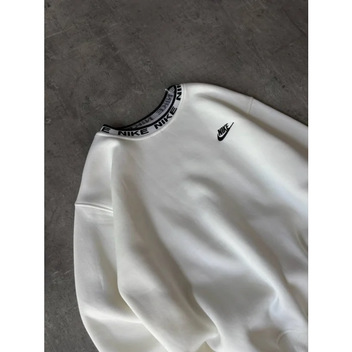 Beyaz Yaka NK Baskılı Unisex Oversize Sweat