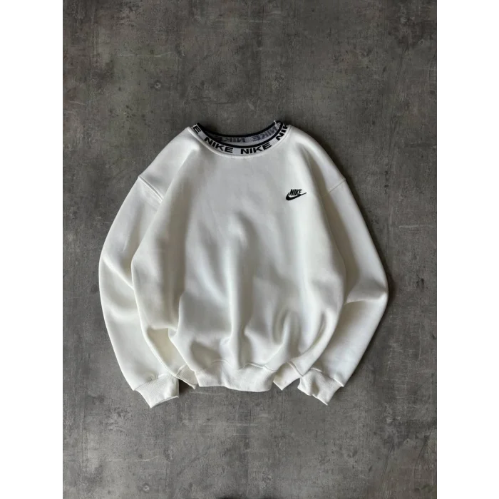 Beyaz Yaka NK Baskılı Unisex Oversize Sweat