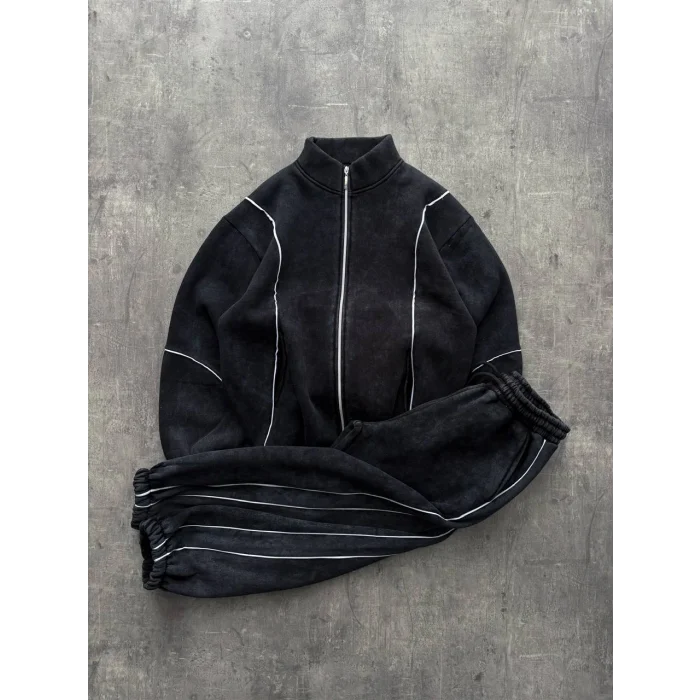 Vintage Basic Biyeli Oversize Eşofman Takımı