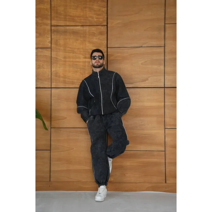 Vintage Basic Biyeli Oversize Eşofman Takımı