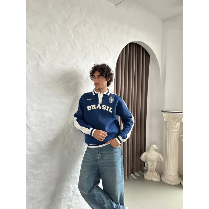 Mavi Brasil Polo Yaka Unisex Oversize Sweat