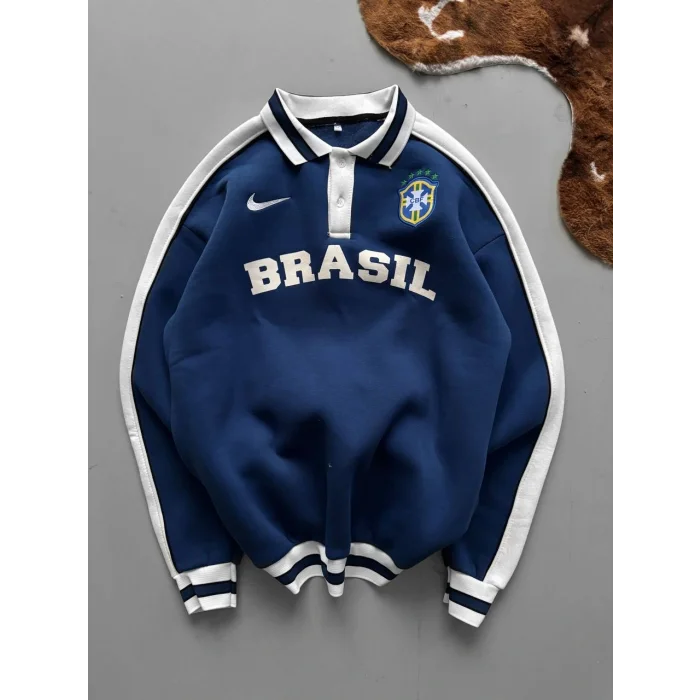 Mavi Brasil Polo Yaka Unisex Oversize Sweat
