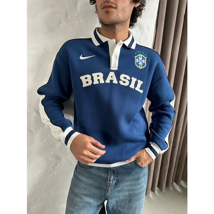 Mavi Brasil Polo Yaka Unisex Oversize Sweat
