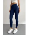 Lacivert Alo Yoga Şardonlu Sıkılaştırıcı Yüksek Bel Tayt