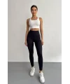 Siyah Alo Yoga Şardonlu Sıkılaştırıcı Yüksek Bel Tayt
