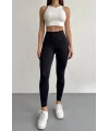 Siyah Alo Yoga Şardonlu Sıkılaştırıcı Yüksek Bel Tayt