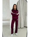 Bordo Alo Şeritli Modal İkili Takım