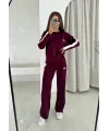 Bordo Alo Şeritli Modal İkili Takım