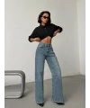Mavi Wide Leg Yüksek Bel Jean Pantolon