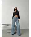 Mavi Wide Leg Yüksek Bel Jean Pantolon