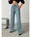 Mavi Wide Leg Yüksek Bel Jean Pantolon