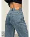 Mavi Wide Leg Yüksek Bel Jean Pantolon