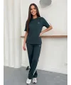 Yeşil Lacoste Şeritli Modal İkili Takım