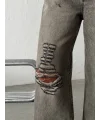 Grunge Stil Eskitme Efektli Geniş Paça Jean