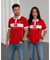 Kırmızı Türkiye Polo Yaka Unisex Oversize Tshirt