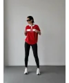 Kırmızı Türkiye Polo Yaka Unisex Oversize Tshirt