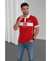 Kırmızı Türkiye Polo Yaka Unisex Oversize Tshirt