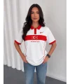 Beyaz Türkiye Polo Yaka Unisex Oversize Tshirt