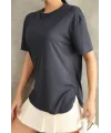 Antrasit Oysho Yırtmaçlı Modal Oversize Tshirt