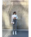 Antrasit Yüksek Bel En Boy Likralı Kot Tayt