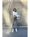 Antrasit Yüksek Bel En Boy Likralı Kot Tayt