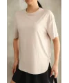 Bej Oysho Yırtmaçlı Modal Oversize Tshirt