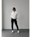 Beyaz NK Fermuar Yaka Sweat