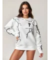 Beyaz Secret Üç İplik Oversize Sweat