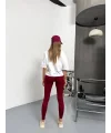 Bordo Alo Bilek Baskılı Sıkılaştırıcı Yüksek Bel Tayt