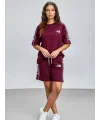 Bordo NF Oversize Unisex Şortlu Takım