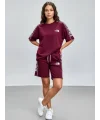Bordo NF Oversize Unisex Şortlu Takım