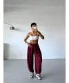 Bordo Oysho Modal Kumaş Şalvar Pantolon