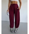 Bordo Oysho Modal Kumaş Şalvar Pantolon
