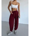 Bordo Oysho Modal Kumaş Şalvar Pantolon
