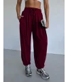 Bordo Oysho Modal Kumaş Şalvar Pantolon