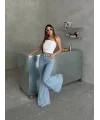 Buz Mavi İspanyol Paça Likralı Kot Pantolon