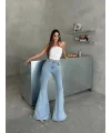 Buz Mavi İspanyol Paça Likralı Kot Pantolon