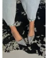 Buz Mavi Paça Toka Detay Denim Pantolon