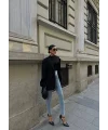 Buz Mavisi Yüksel Bel En Boy Likralı Kot Tayt