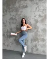 Buz Mavisi Yüksel Bel İnceltici Esnek Likralı Kot Tayt